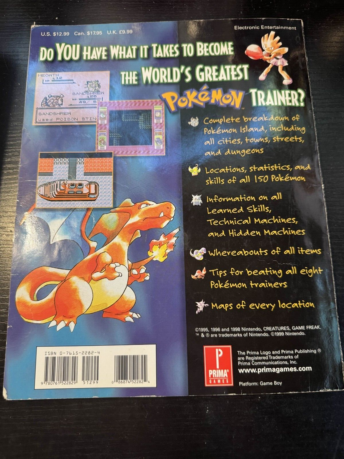 Pokemon (Blue Cover) : Prima's Official Strategy Guide Book - AS IS - RARE!